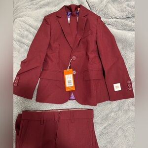 OppoSuits Burgundy Suit with Tie